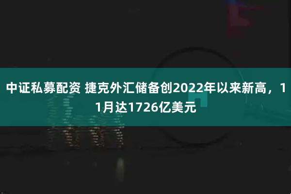 中证私募配资 捷克外汇储备创2022年以来新高,11月达1726亿美元