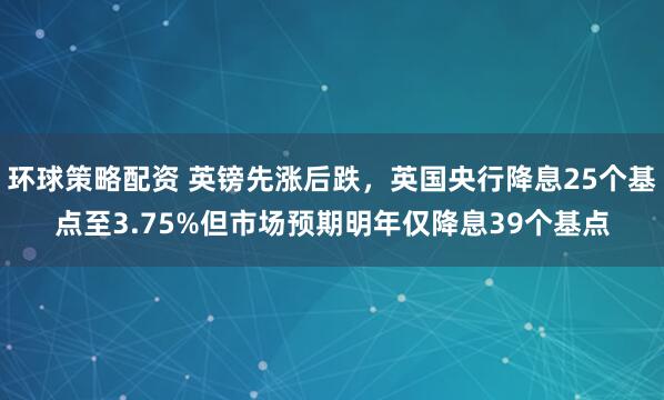 环球策略配资 英镑先涨后跌，英国央行降息25个基点至3.75%但市场预期明年仅降息39个基点